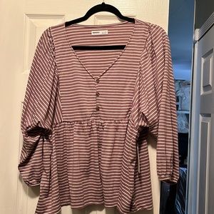 Long sleeve purple & white stripped top